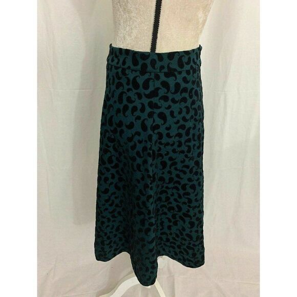 To La Roo Womens New Green Black Velvet Fit Flare Midi Skirt 18 $69 28 in waist - Picture 3 of 7